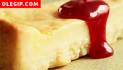 GIF: Tarta de queso con frambuesa