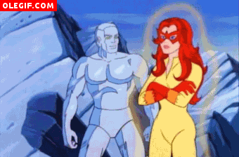 GIF: Los celos no son buenos Iceman, y debes reconocer que Estrella de Fuego no te conviene (Marvel)