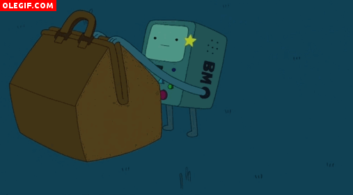 GIF: Beemo recargándose las pilas (Adventure Time)