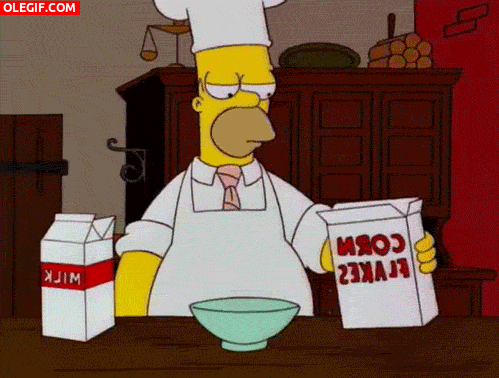 GIF: Homer Simpson está preparando unos cereales flambeados
