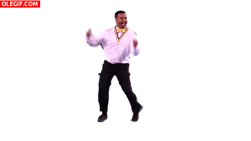GIF: Carlton bailando con una pajarita amarilla