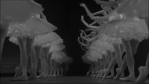 GIF: Bailarinas interpretando "El lago de los cisnes"