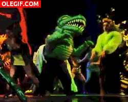 GIF: Un dinosaurio bailarín