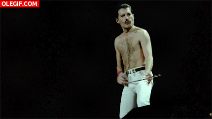 GIF: Freddie Mercury sobre el escenario