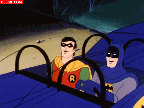 GIF: Batman y Robin bailando en el auto