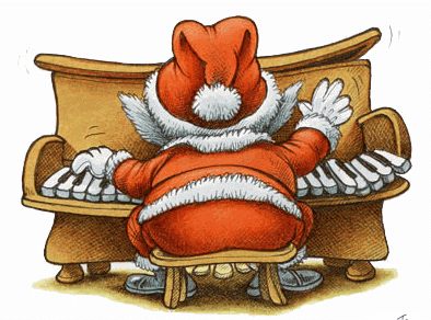 GIF: Qué bien toca el piano Santa Claus en Navidad