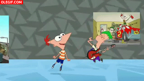 GIF: Phineas y Ferb bailando