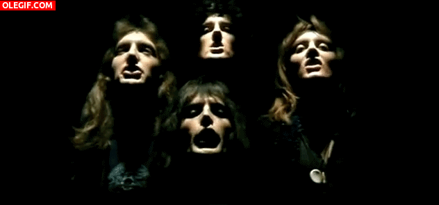 GIF: Queen interpretando "Bohemian Rhapsody"