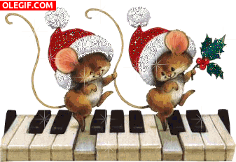 GIF: Ratones sobre un piano celebrando la Navidad