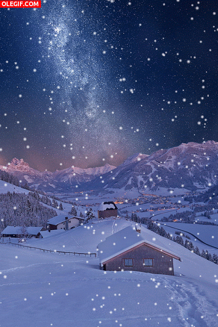 GIF: Nieve cayendo en la noche