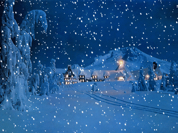 GIF: Nieve cayendo en una noche navideña