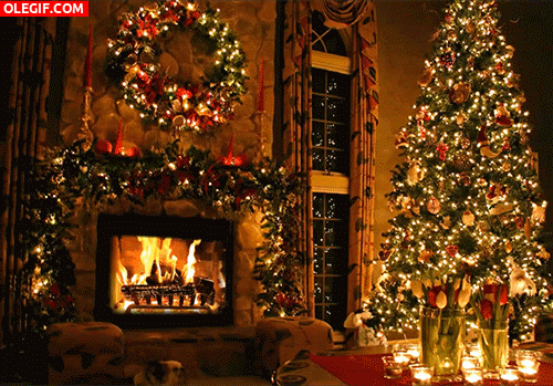 GIF: Chimenea encendida en Navidad