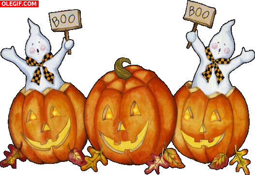 GIF: Fantasmas y calabazas para festejar Halloween