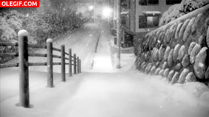 GIF: Nieva en una noche de invierno