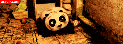 GIF: El pequeño Kung Fu Panda rodando