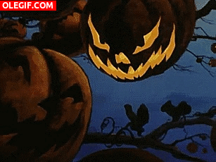 GIF: Terroríficas calabazas en la noche de Halloween