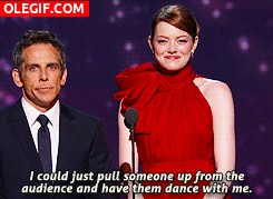GIF: Emma Stone y Ben Stiller en la gala de los Oscar