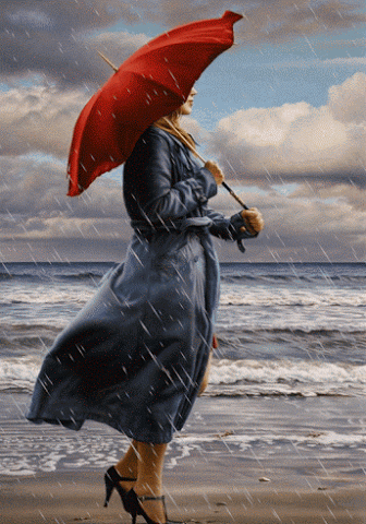 GIF: Mujer bajo la lluvia