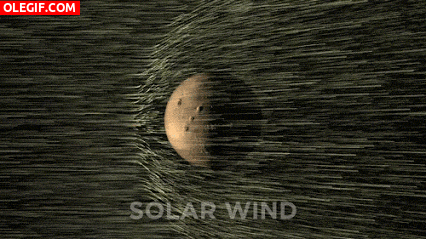 GIF: Viento solar chocando contra Marte
