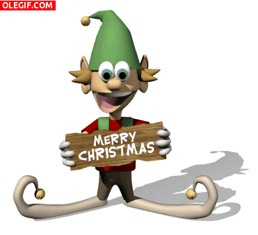 GIF: Un simpático duende te desea "Feliz Navidad"