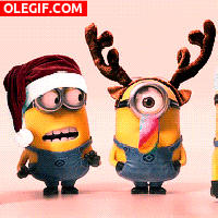 GIF: Los Minions celebrando la Navidad