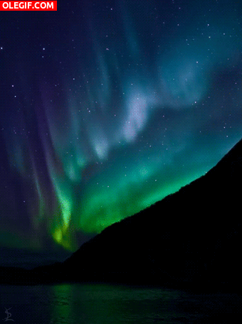 GIF: Aurora boreal en el cielo nocturno