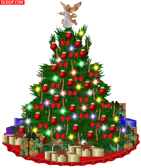 GIF: Ángel sobre un árbol de Navidad