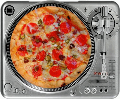 GIF: Pizza girando en un tocadiscos