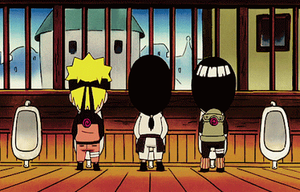 GIF: Naruto y sus colegas en el baño