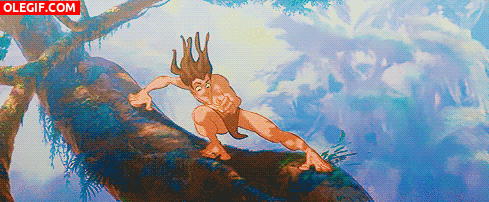 GIF: Tarzan corriendo sobre los árboles