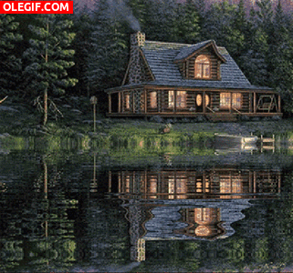 GIF: Cabaña junto al lago