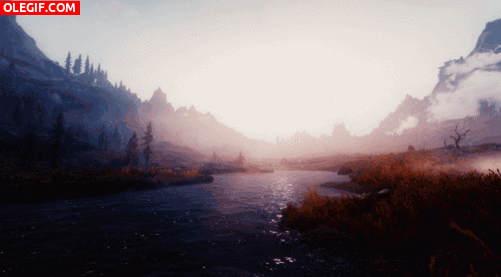 GIF: Sol brillando en las aguas del río