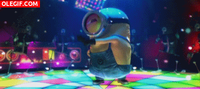 GIF: Minion bailando en la disco