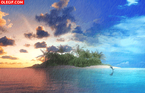 GIF: Lluvia sobre una isla