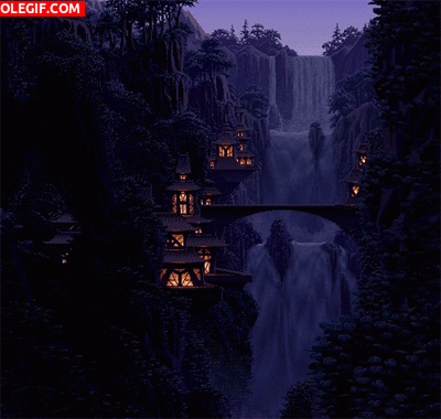 GIF: Cascada en la noche