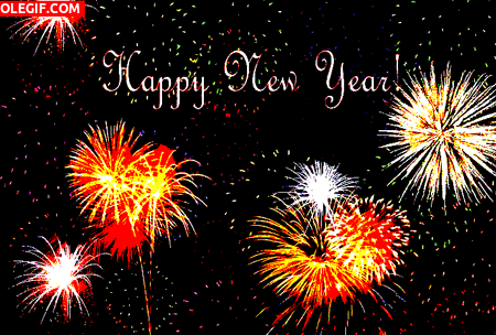 GIF: Feliz Año Nuevo con fuegos artificiales