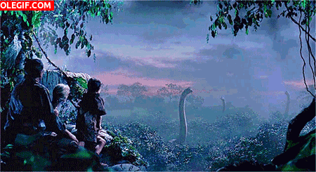 GIF: Braquiosaurios en Parque Jurásico