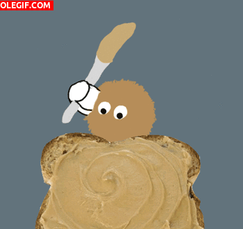 GIF: Untando mantequilla de cacahuete