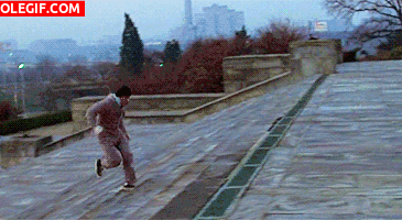 GIF: Rocky subiendo los escalones