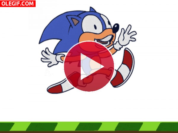 GIF: Sonic corriendo con cara de velocidad