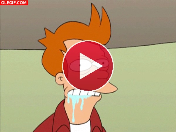 GIF: Fry babeando (Futurama)
