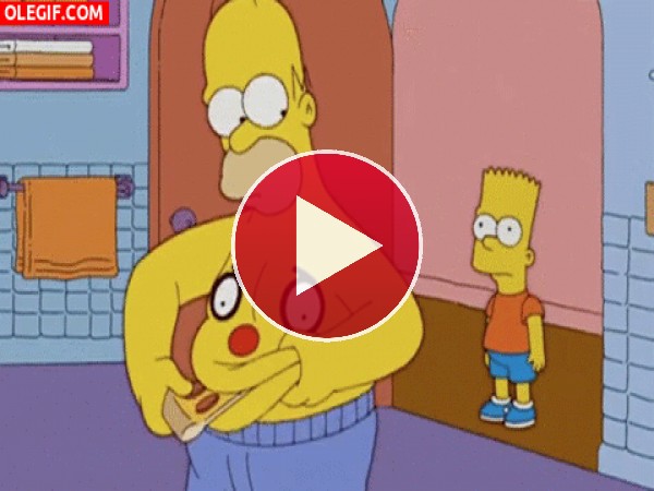 GIF: A la barriga de Homer le gusta la pizza