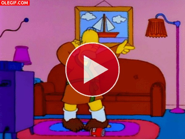 Homer Simpson bailando en bata
