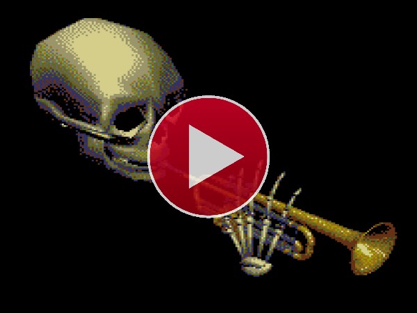 Esqueleto tocando la trompeta