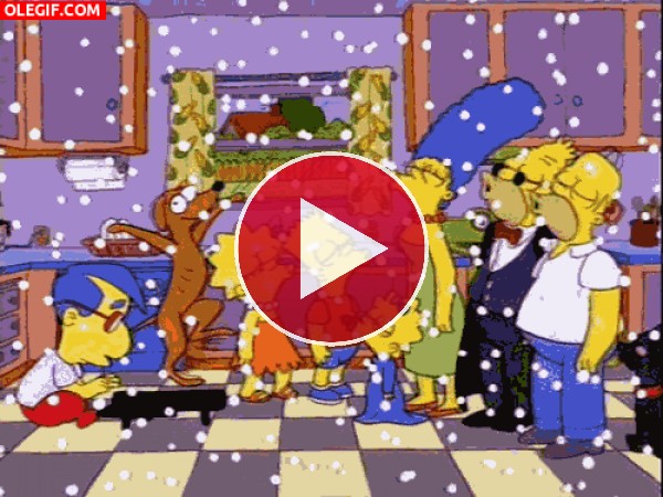 La familia Simpson cantando en Navidad