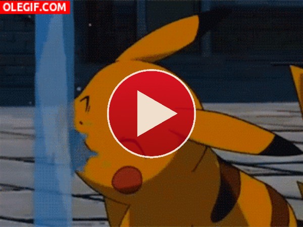 GIF: A Pikachu le gusta el agua