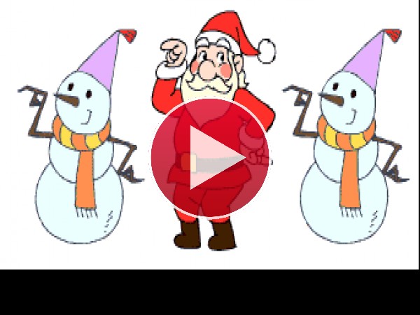 GIF: Papá Noel y muñecos de nieve bailando
